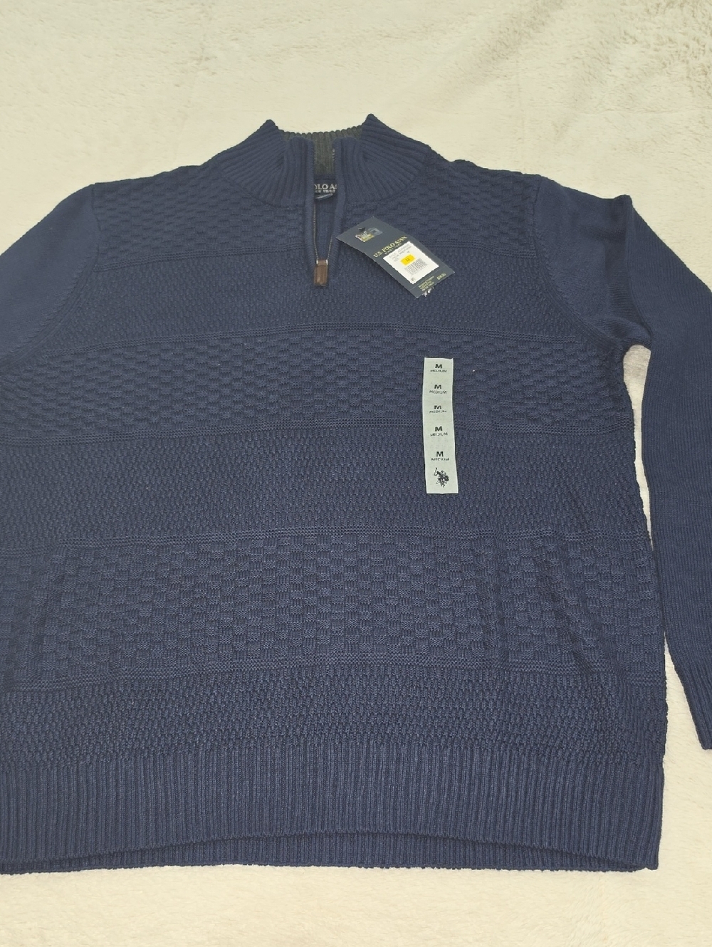 U.S. Polo Assn. Navy Half-Zip Textured Knit Sweater